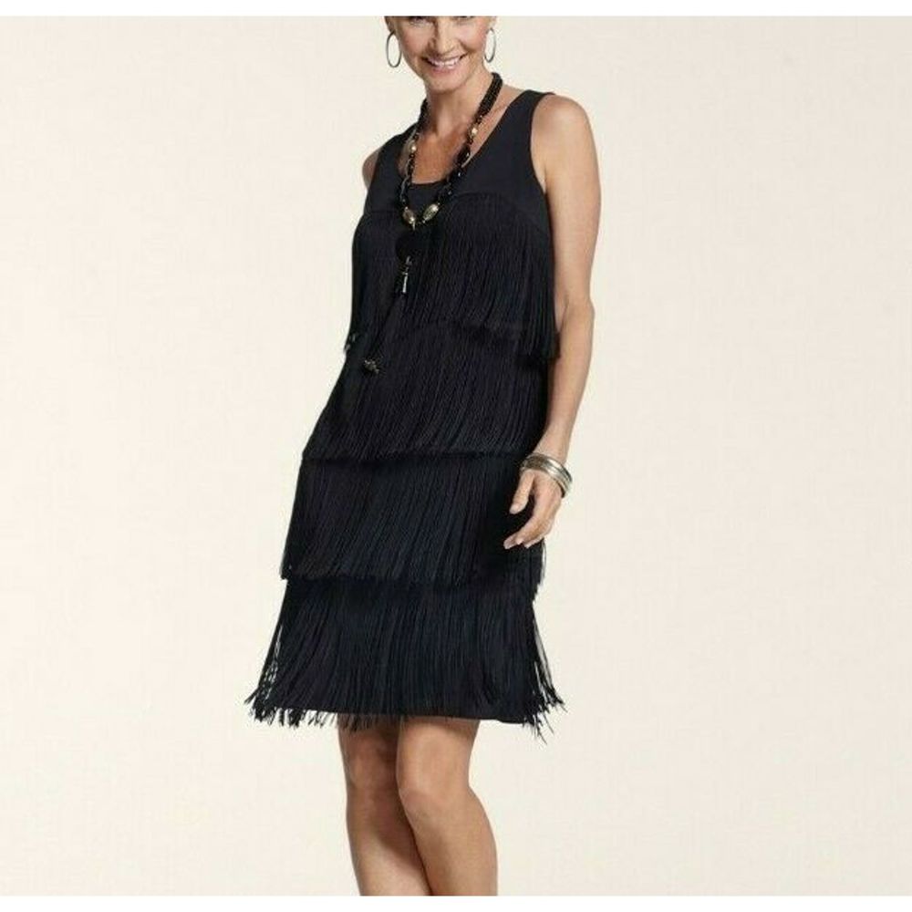 Chico's Fringe Felicia Dress Size 3 (xl) flapper